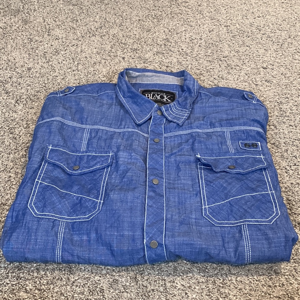 Buckle Black Athletic Fit Button Down - Size 3XL